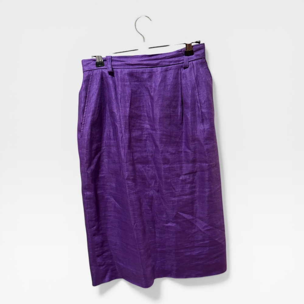 JH Collectibles Linen Midi Pencil Skirt Womens 8 Purple Excellent High Waisted